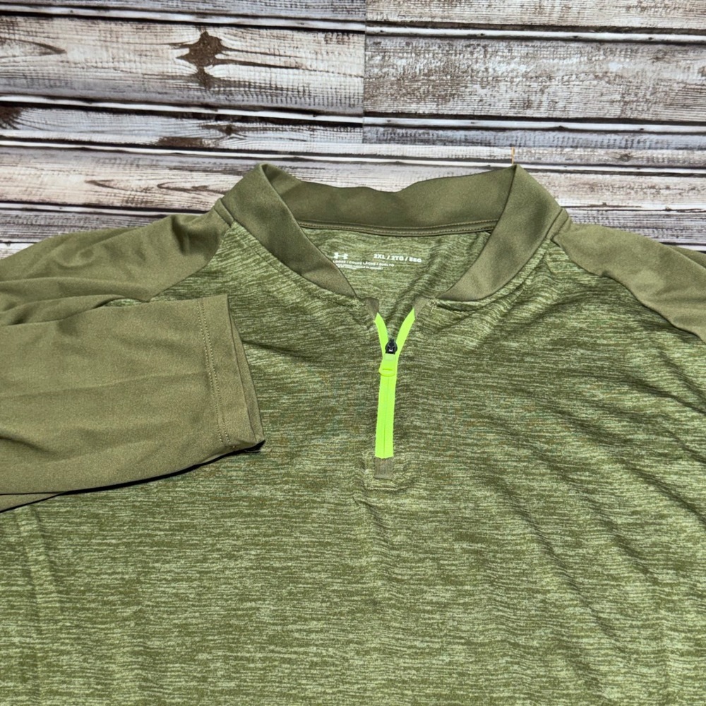 Under Armour Quarter Zip Pullover Mens 2XL Green Space Dye Activewear Top